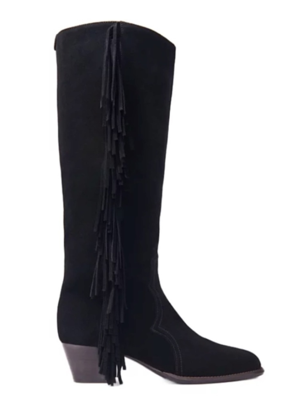 Fringed suede cowboy boots